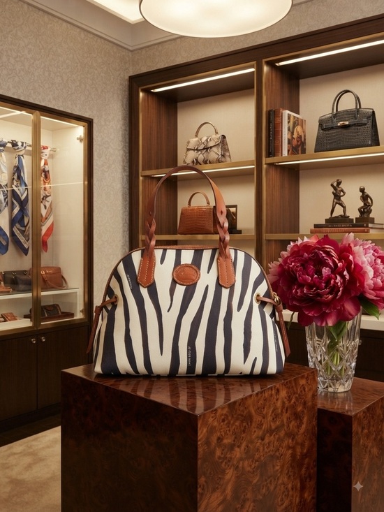 Dooney & Bourke Handbags - Dooney & Bourke Zebra Print Domed Satchel
